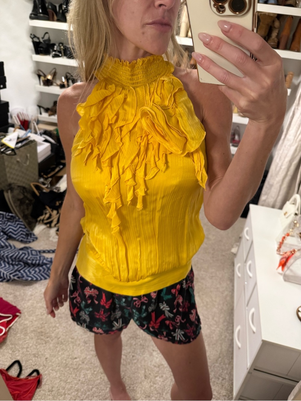 bebe Golden Yellow Ruffle Halter Top - Picture 8 of 8